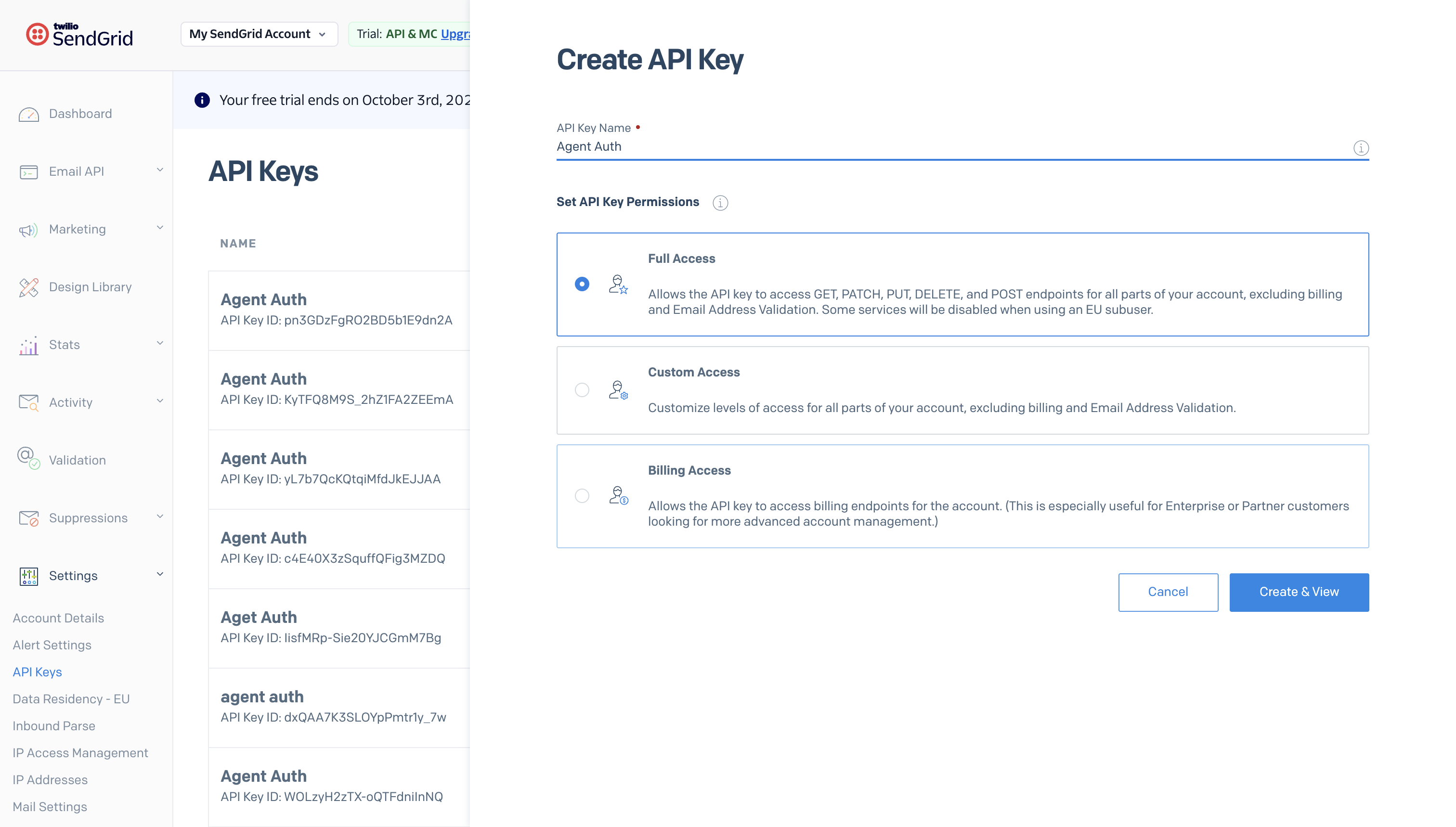 Create API Key in SendGrid